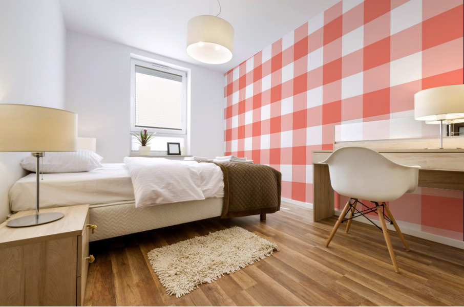 Orange Plaid Pattern Mural print