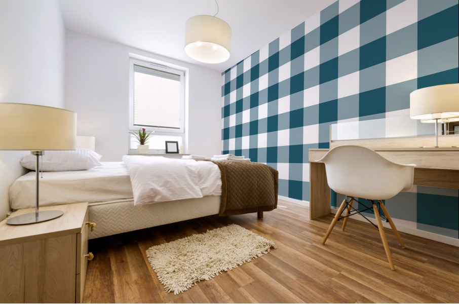Greenish Blue Plaid Pattern Mural print