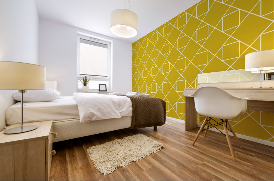 Yellow Squares And Diamonds Pattern  Mural print