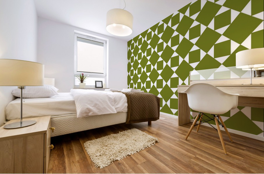 Green Squares And Diamonds Pattern  Mural print