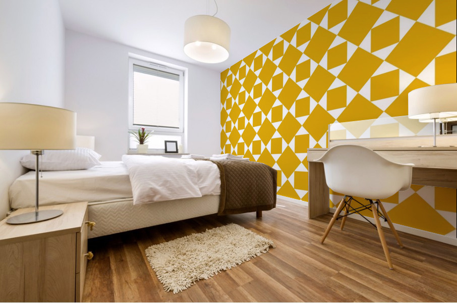 Yellow Squares And Diamonds Pattern  Mural print