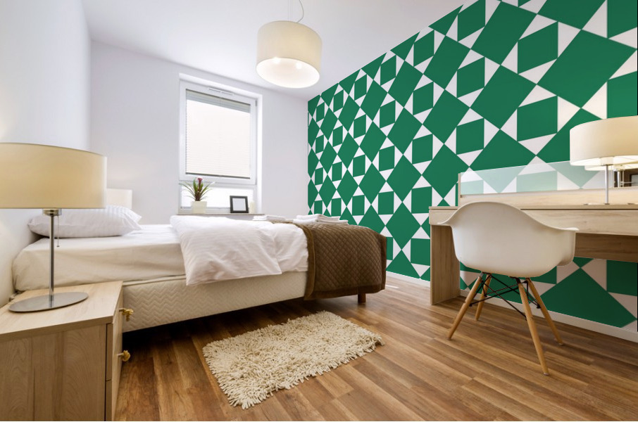 Green Squares And Diamonds Pattern  Mural print