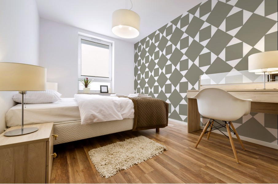 Light Green Squares And Diamonds Pattern Mural print