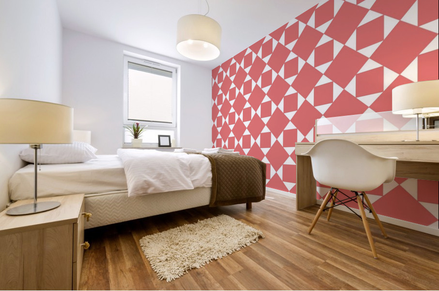 Orange Squares And Diamonds Pattern Mural print