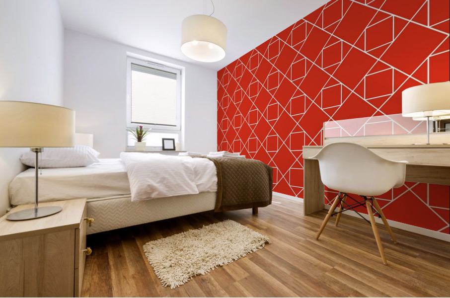 Orange Geometric Pattern Mural print