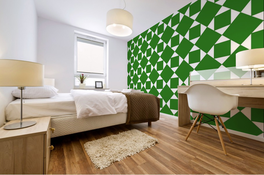 Dark Green Geometric Pattern Mural print