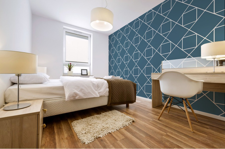Navy Blue Geometric Pattern Mural print