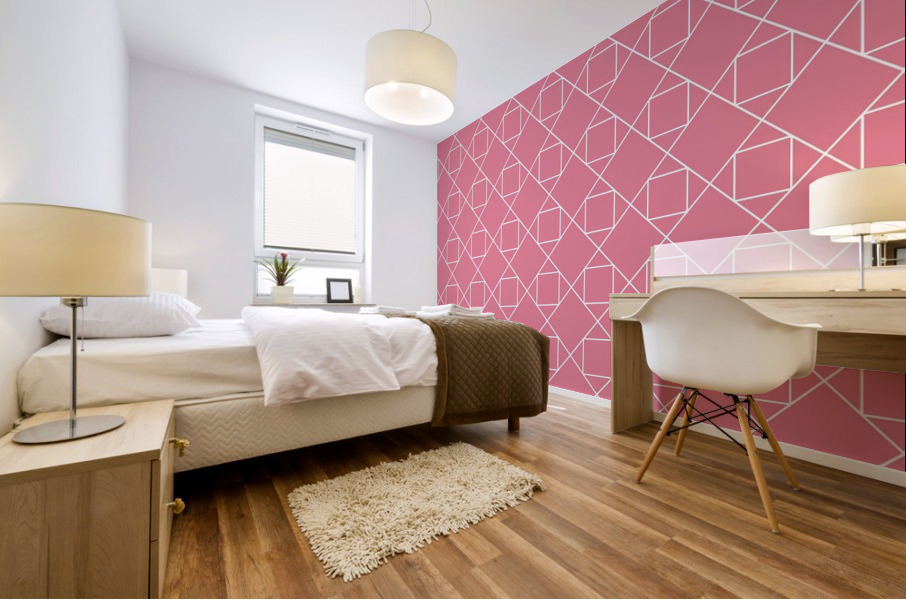 Baby Pink Small Diamonds Pattern Mural print