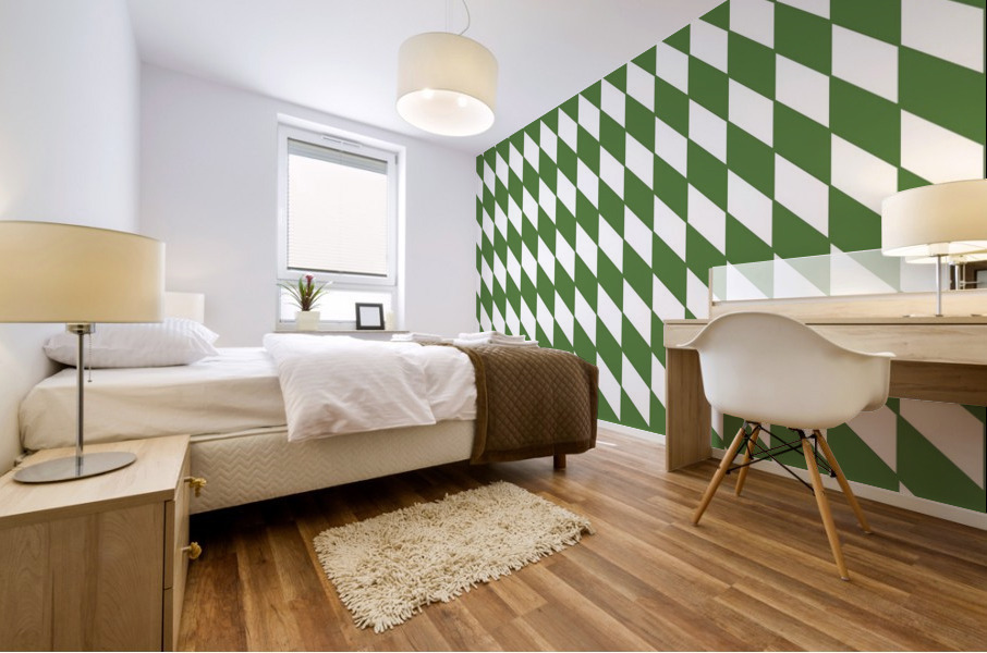 Dark Green Checkers Pattern Mural print