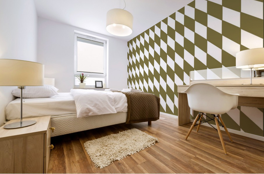 Dark Green Checkers Pattern Mural print
