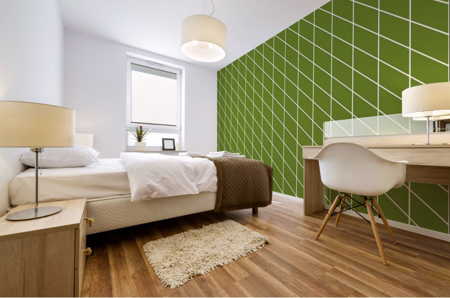 Dark Green Checkers Pattern Mural print