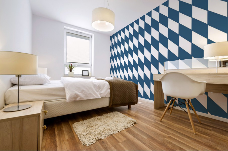 Navy Blue Checkers Pattern Mural print