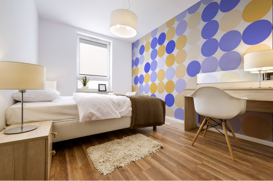 Yellow and Blue Small Dots Mural print