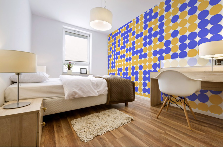 Mid Century Blue Geometric Mural print