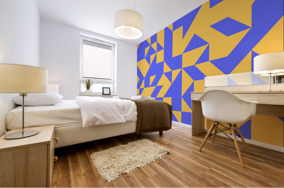 Mid Century Yellow Geometric Mural print