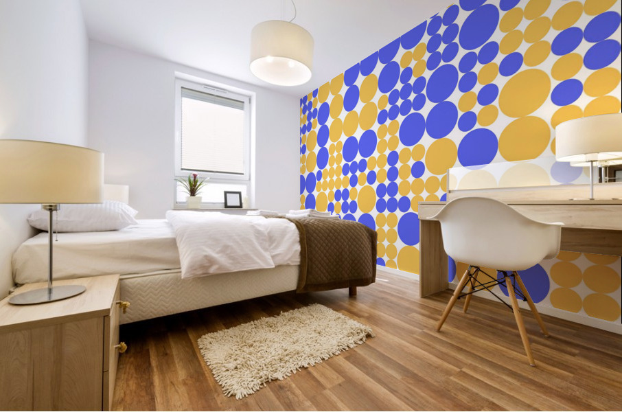 Yellow and Blue Dots Pattern Mural print