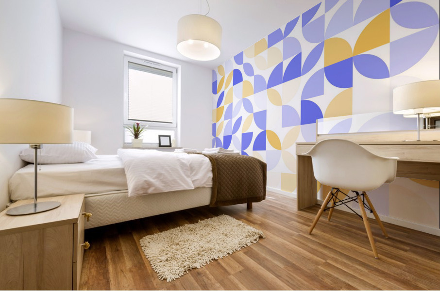 Yellow and Blue Geometry Mural print