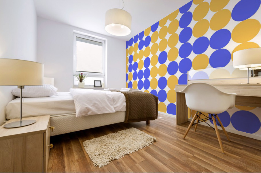 Yellow and Blue Dots Pattern Mural print