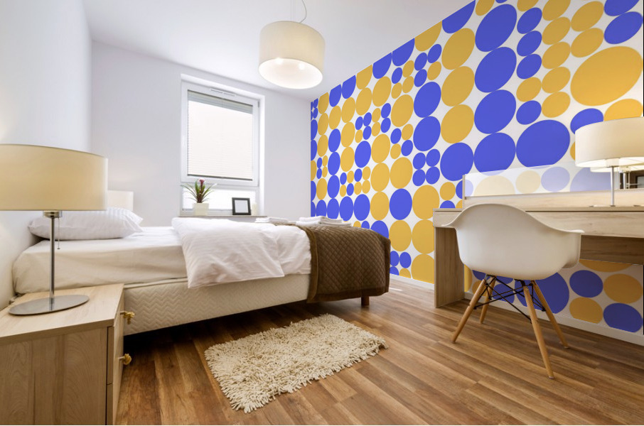 Navy Blue Circles Pattern Mural print
