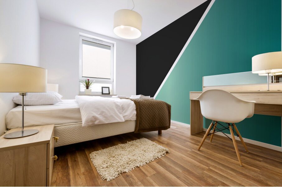 Black and Jade Foil Abstract Mural print