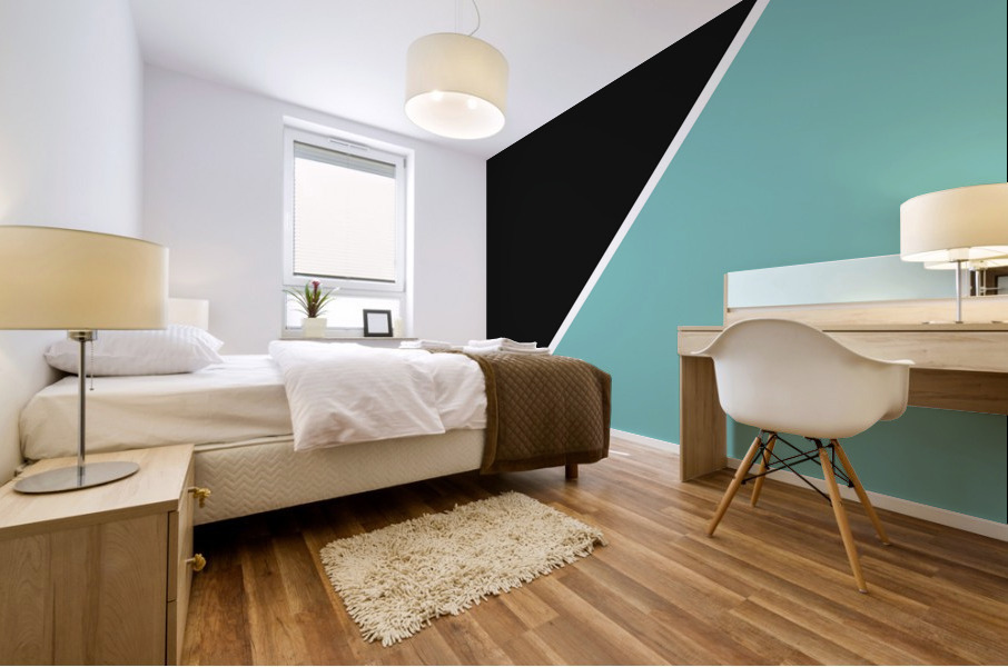 Black and Turquoise Abstract Mural print