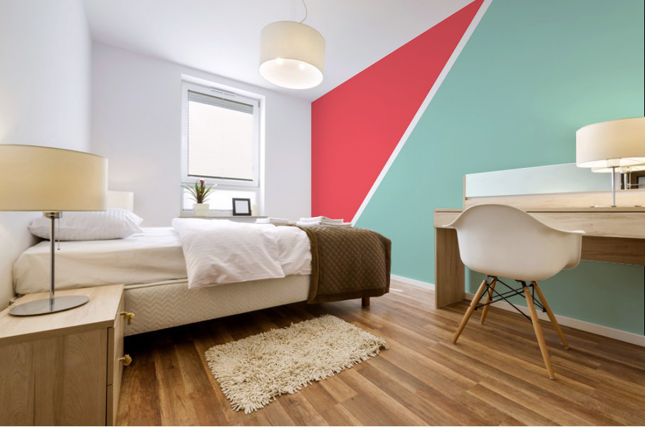 Fiery Coral and Light Blue Abstract Mural print