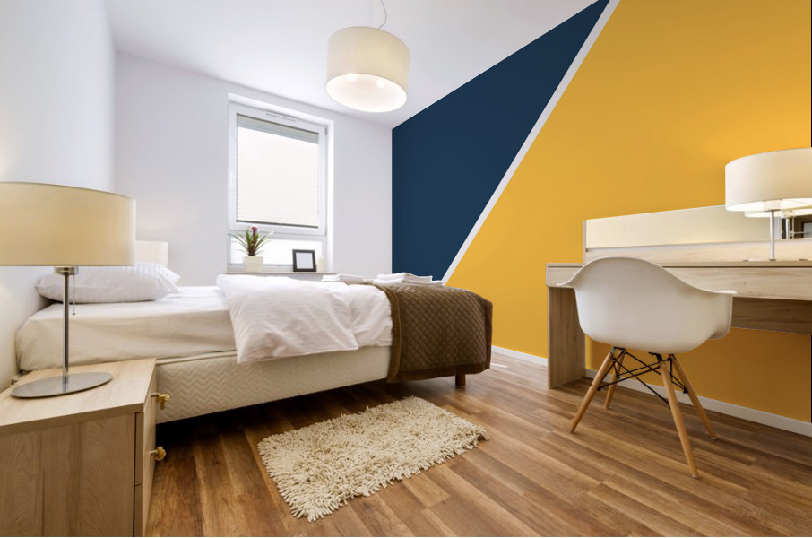 Navy and Mango Abstract Mural print