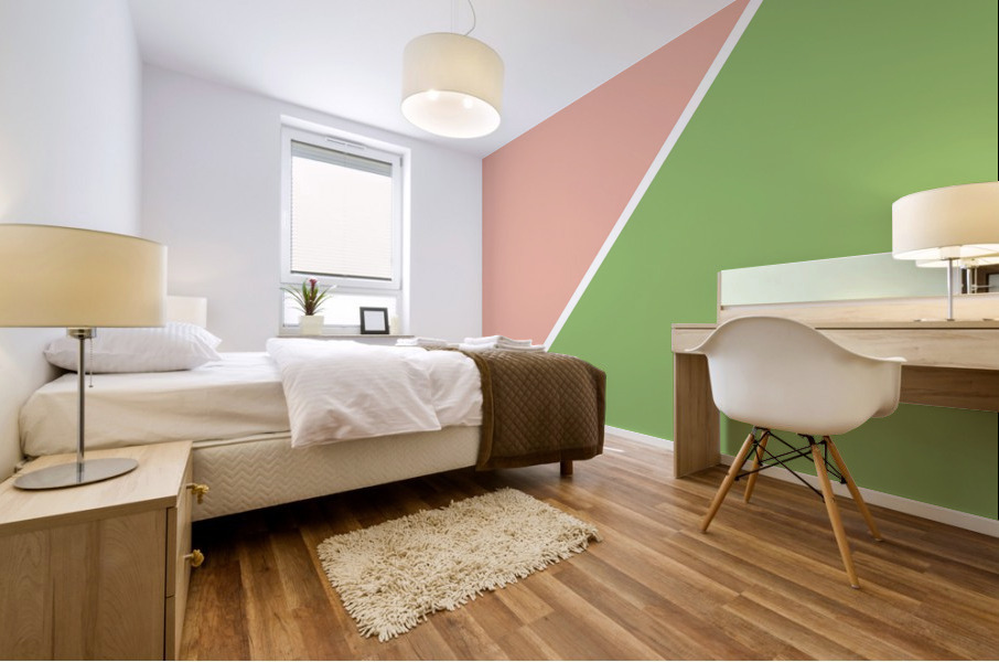 Peach and Green Abstract Mural print