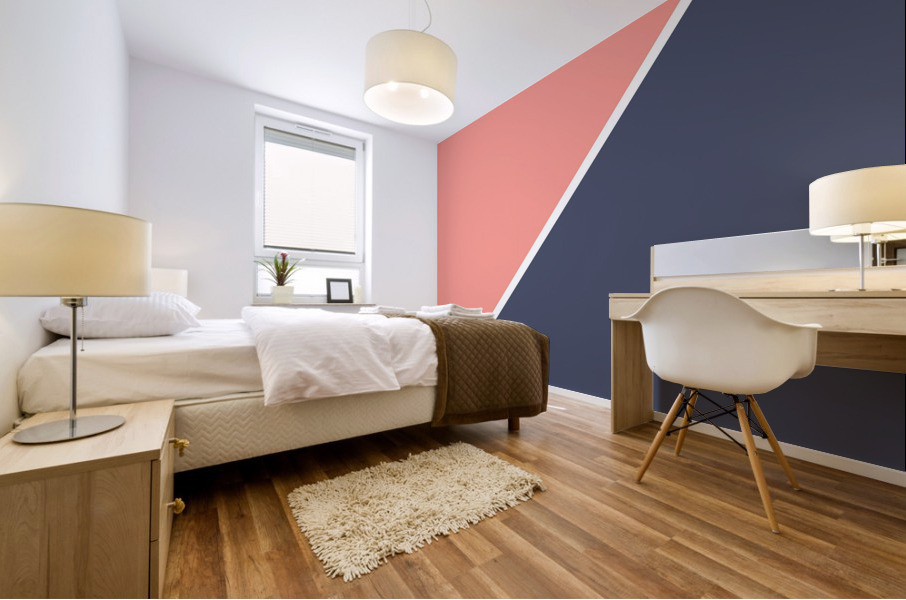 Salmon and Navy Abstract Mural print