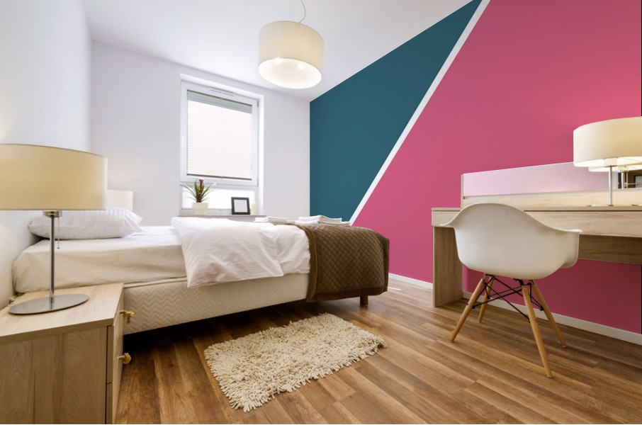 Teal and Blush Abstract Mural print