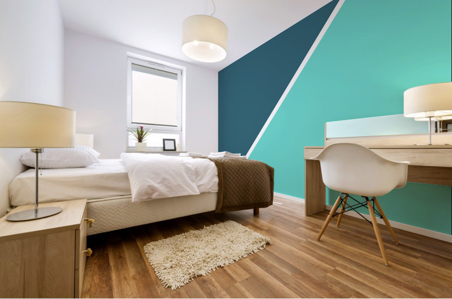 Teal and Blue Abstract Mural print