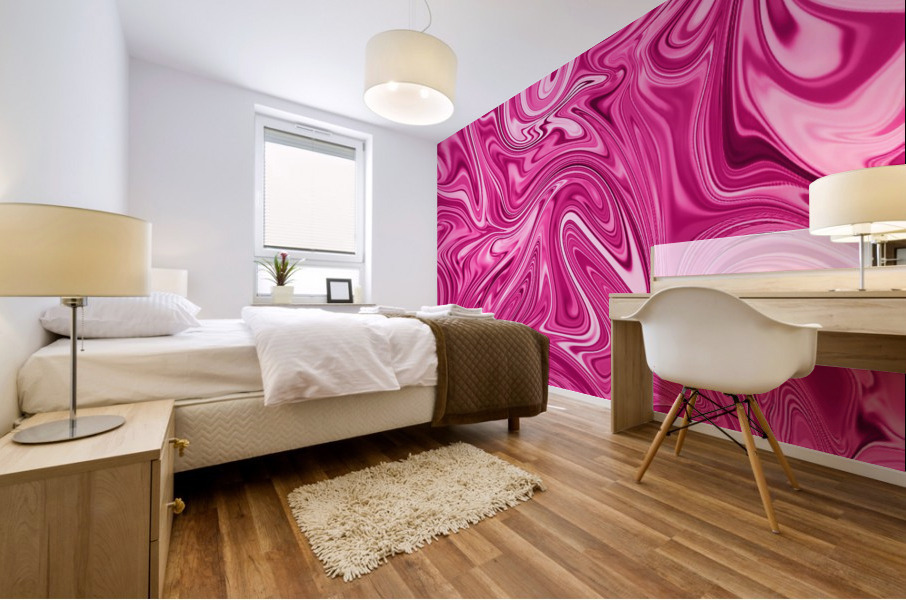 Strawberry Liquid Marble Mural print