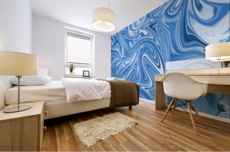 Blue Liquid Marble Mural print