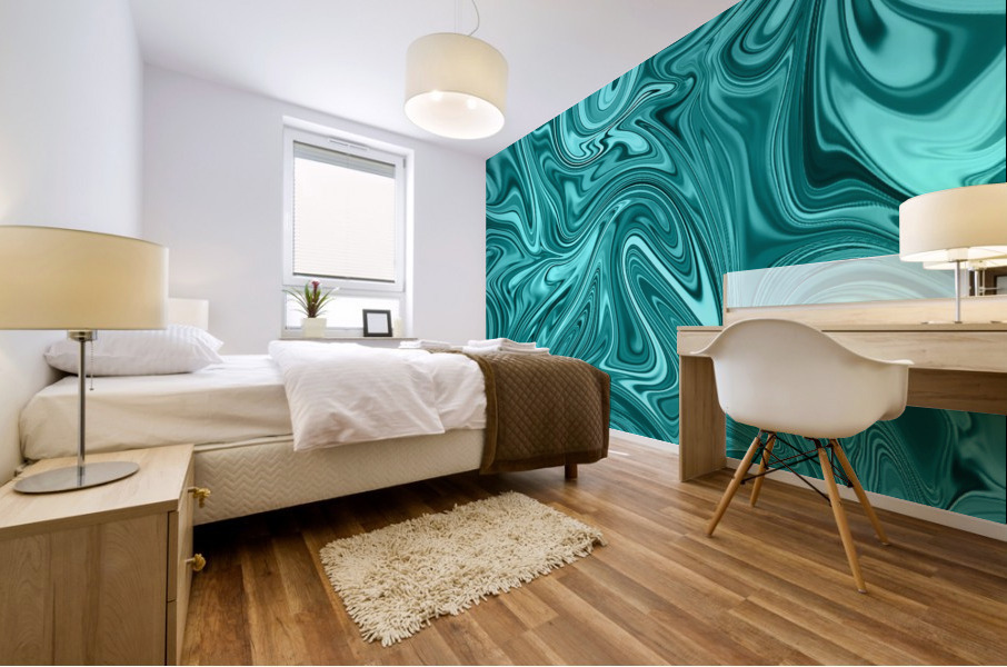 Teal Liquid Marble Mural print