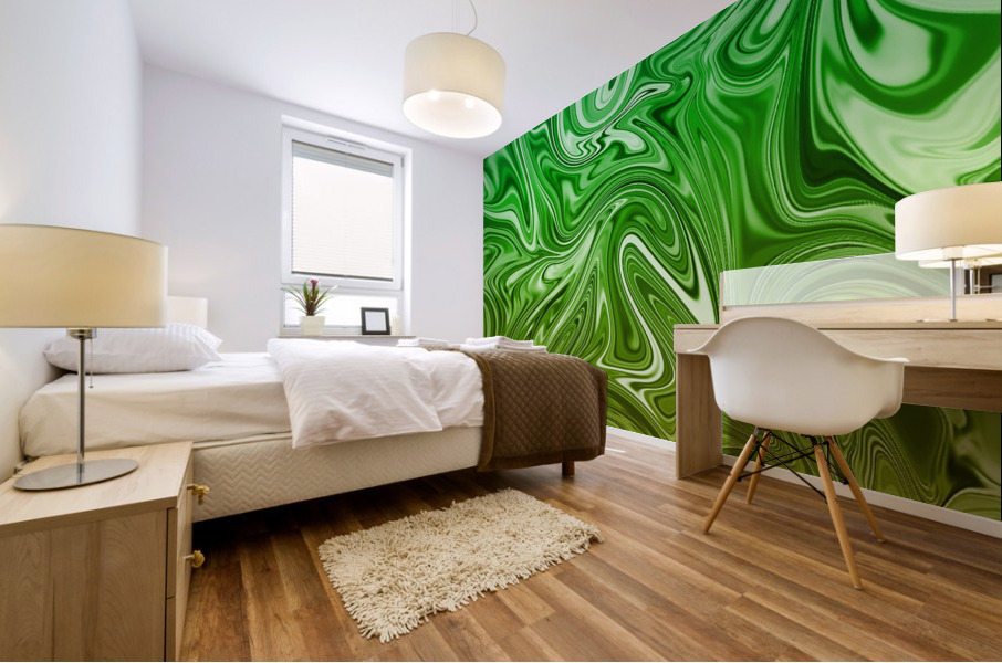 Green and Yellow Liquid Marble Mural print