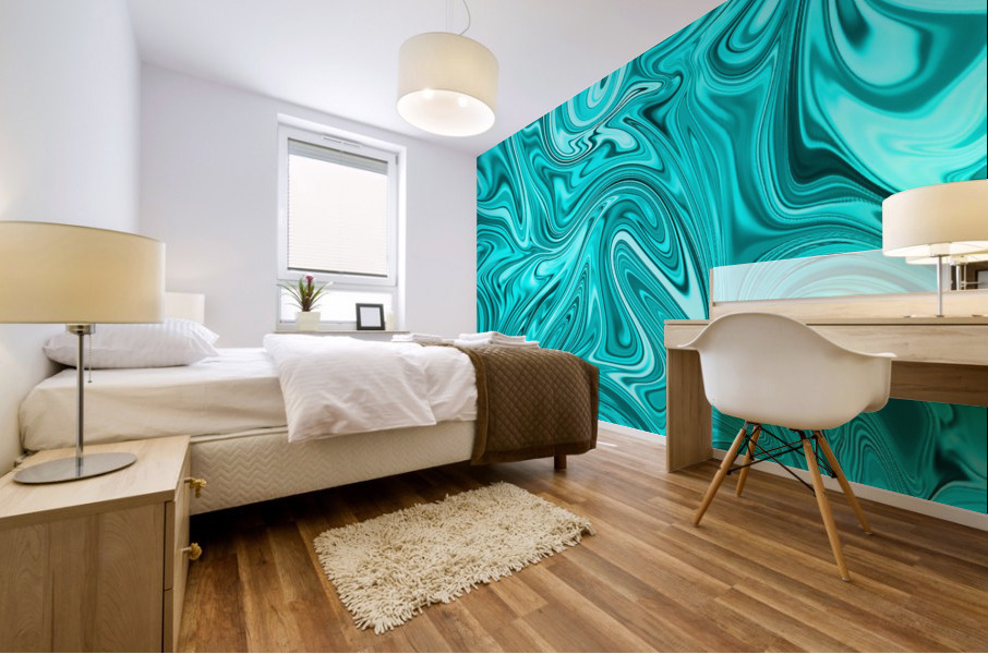 Cyan Liquid Marble Mural print