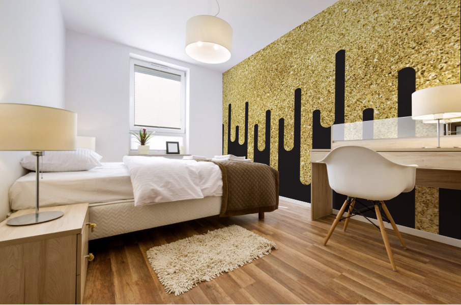 Dripping Gold Glitter Mural print