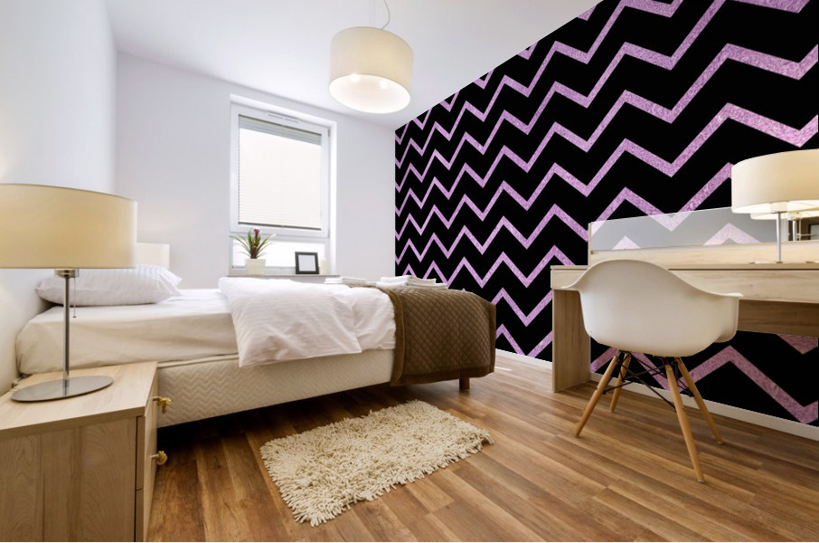 Plum Chevron Glitter Impression murale