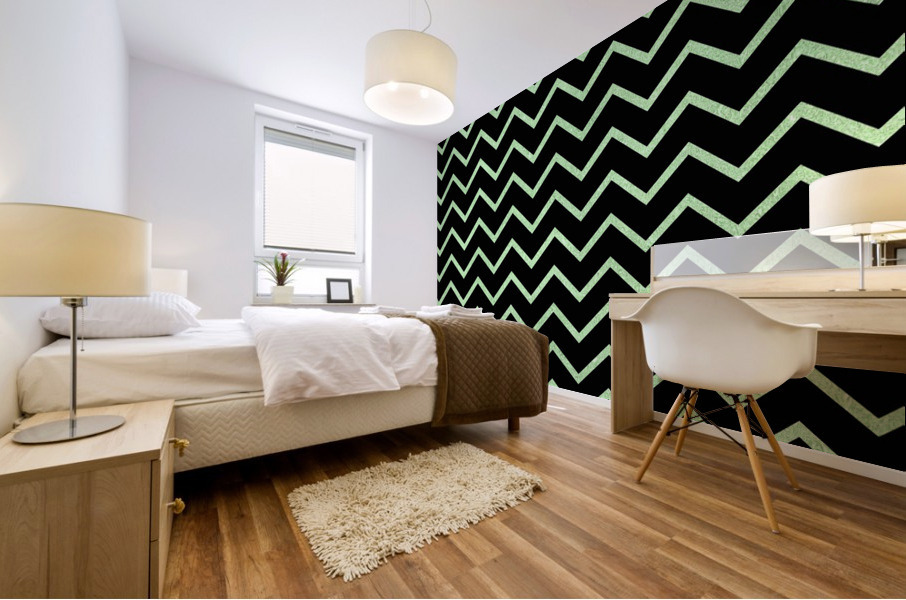 Green Chevron Glitter Mural print