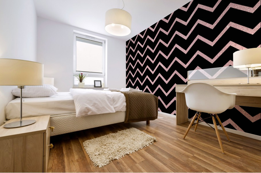 Rose Gold Chevron Glitter Mural print