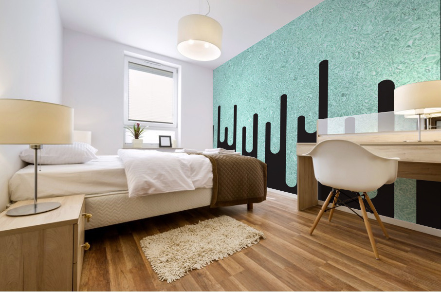 Dripping Turquoise Glitter Mural print