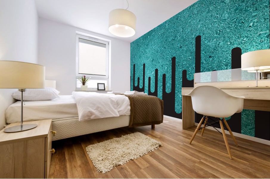 Dripping Teal Glitter Mural print