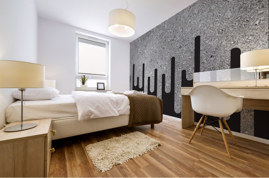 Dripping Silver Glitter Mural print