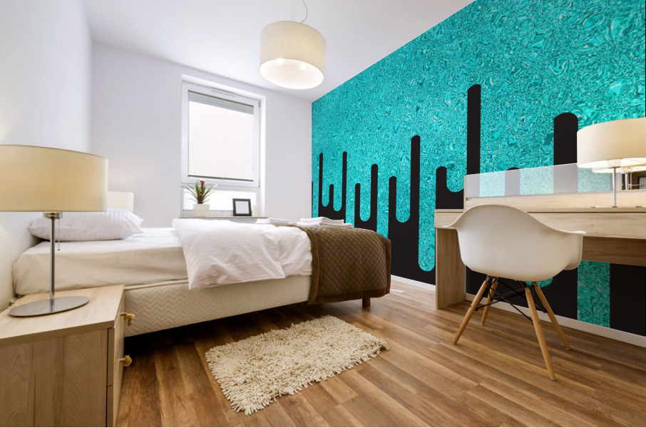 Dripping Aqua Glitter Mural print