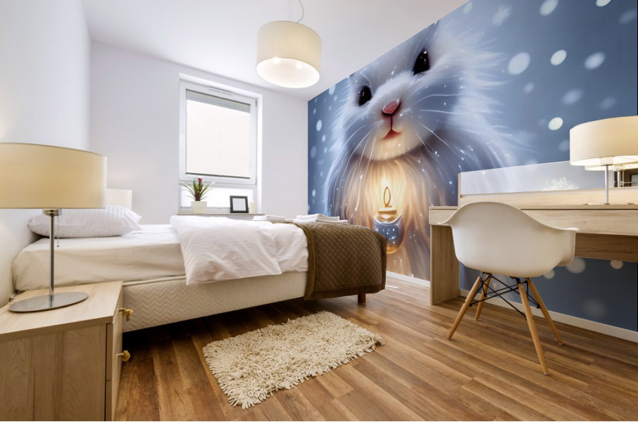 White Snow Rabbit Mural print