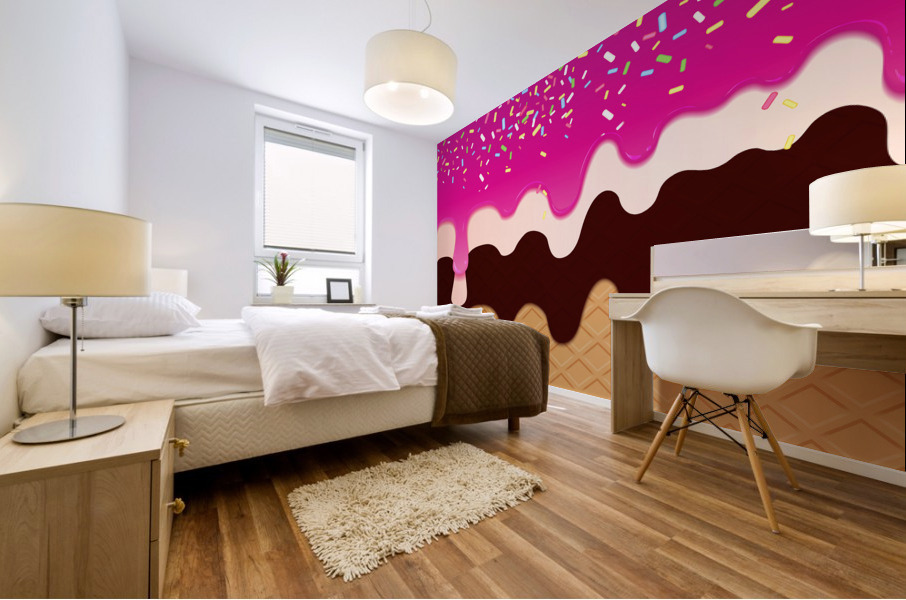 Dark Pink Waffle Drips Mural print