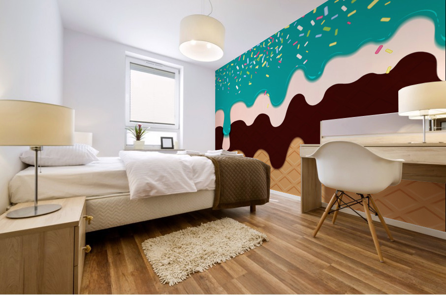  Mint Waffle Drips Mural print