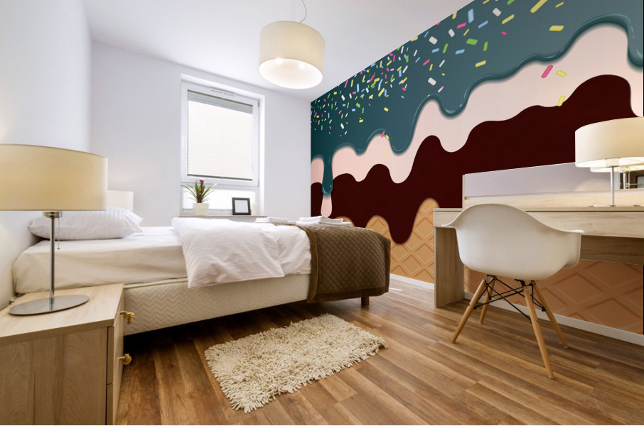 Grey Waffle Drips Mural print