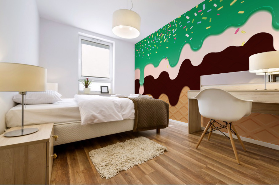 Minty Fresh Waffle Mural print