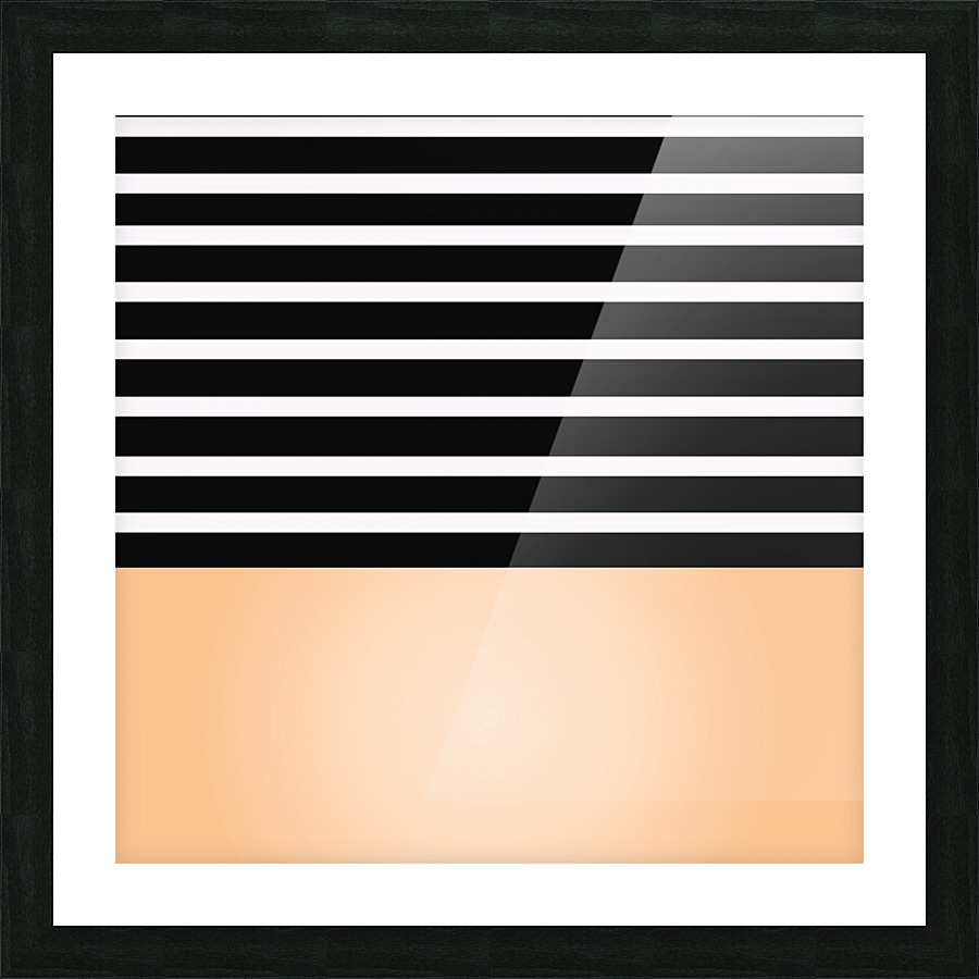 Black & White Stripes with Orange Patch Picture Frame print